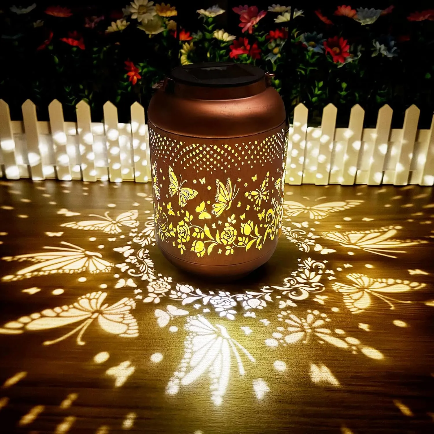 Butterfly Solar Lanterns Outdoor Waterproof, Solar Hanging Lantern for Garden Patio Yard, Gardening Gifts for Women Mother Mom Grandma, LED Decorative Solar Powered Lantern Light for Outside