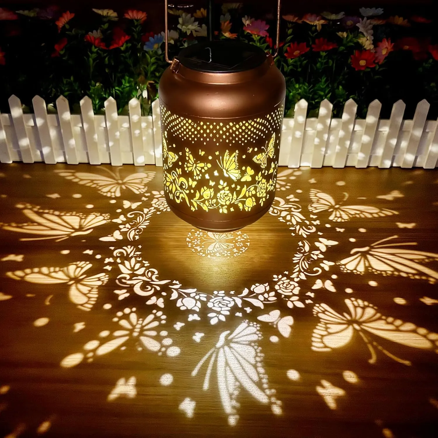 Butterfly Solar Lanterns Outdoor Waterproof, Solar Hanging Lantern for Garden Patio Yard, Gardening Gifts for Women Mother Mom Grandma, LED Decorative Solar Powered Lantern Light for Outside