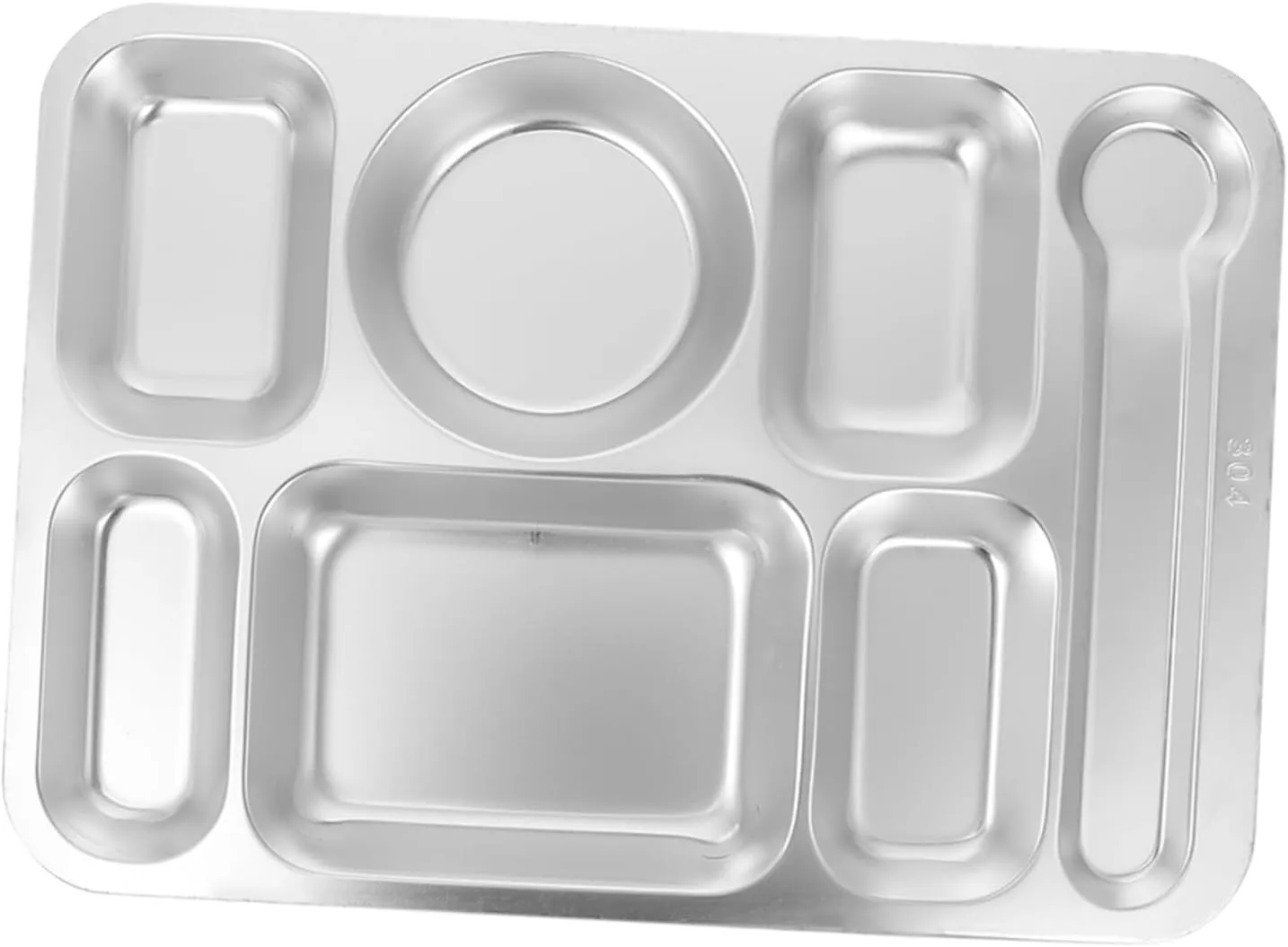 Cabilock 1Pc Stainless Steel Lunch Compartment Plate Section Serving Tray for Camping Picnics and Family Dinners Resistant Wear Resistant Silver Color