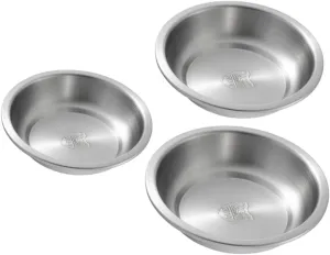 Cabilock Camping Tableware 3-piece Stainless Steel Plate Set Round Roast Meat Tray Easy to Wash for Picnic