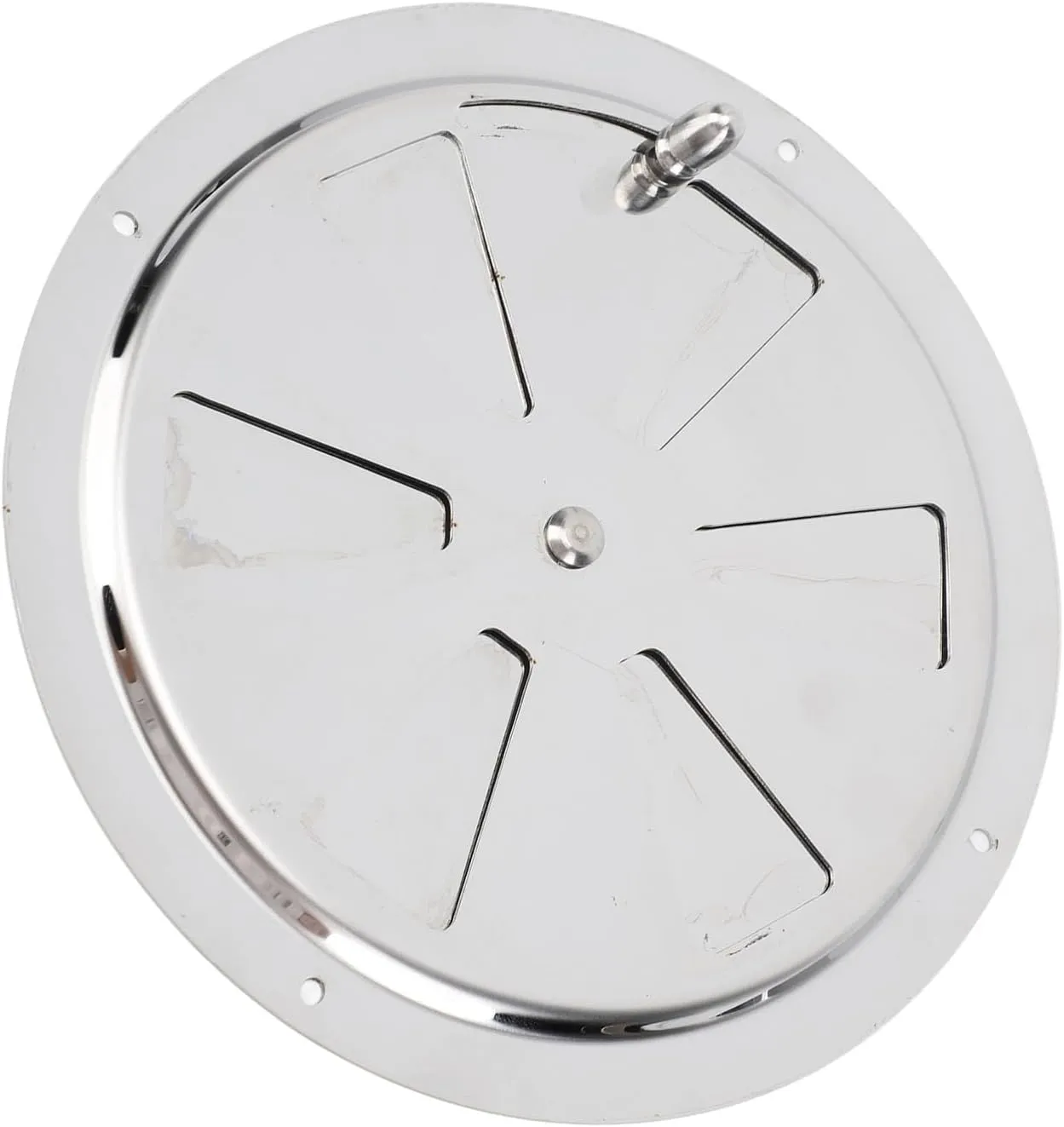 Cabin Ventilation Plate, Marine Grade Stainless Steel Round Louver Vent Cover with Side Knob for Boat Yacht RV, Marine Grade High Strength Easy Grip Stainless Steel Air Vent (6in)