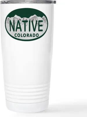 CafePress Native Colo License Plate Stainless Steel Travel M 20 oz. Insulated Stainless Steel Coffee Tumbler