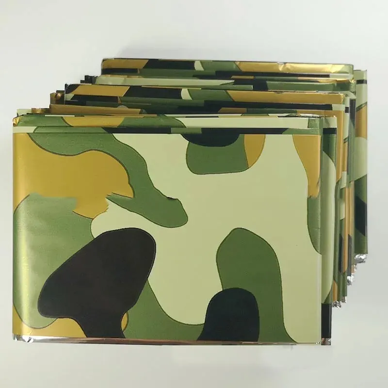 Camouflage Emergency Blanket - Windproof and Warm for Outdoor Camping and Mountaineering
