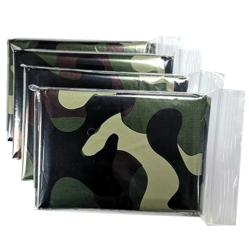 Camouflage Emergency Blanket - Windproof and Warm for Outdoor Camping and Mountaineering