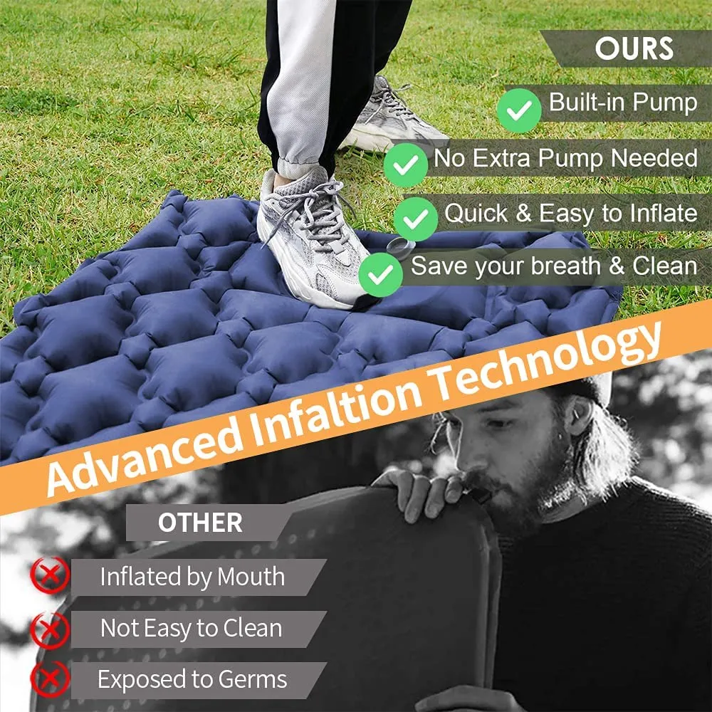 Camping Air Mattress Pad ,Backpacking Inflatable Camping Sleeping Bed Mat