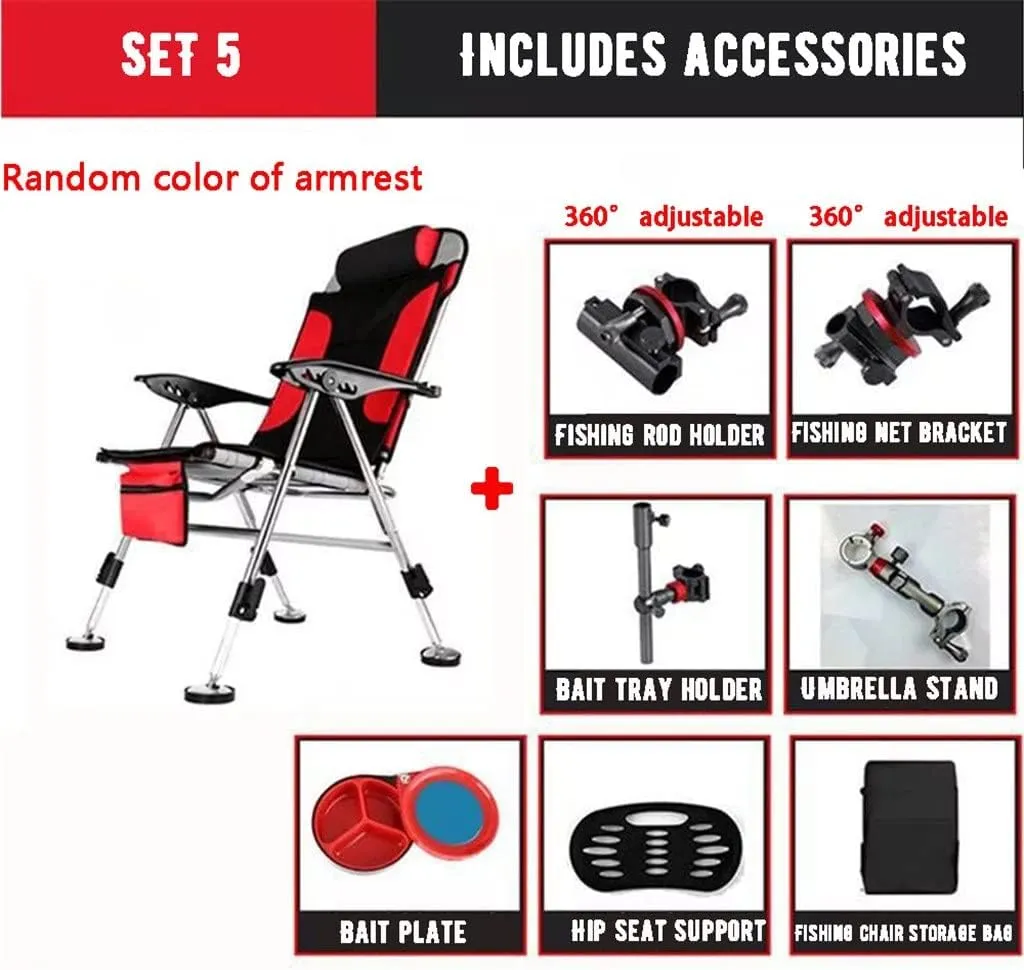 Camping Chairs,Fishing Chair Beach Outdoor Foldable Recliner Portable Multifunction Fishing Applicable to All Terrain