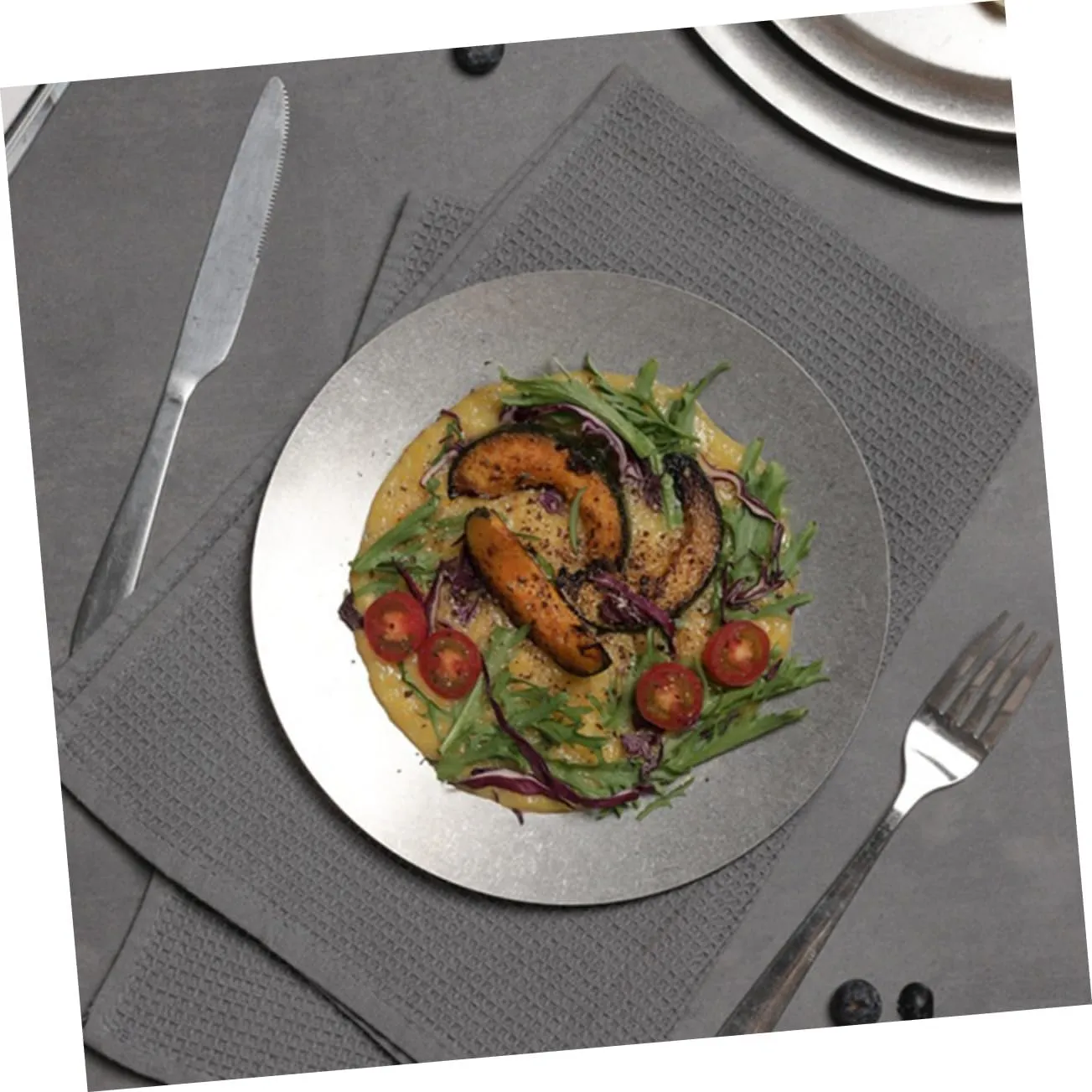 Camping Plate Stainless Steel Food Serving Dinner and Dessert Plate for