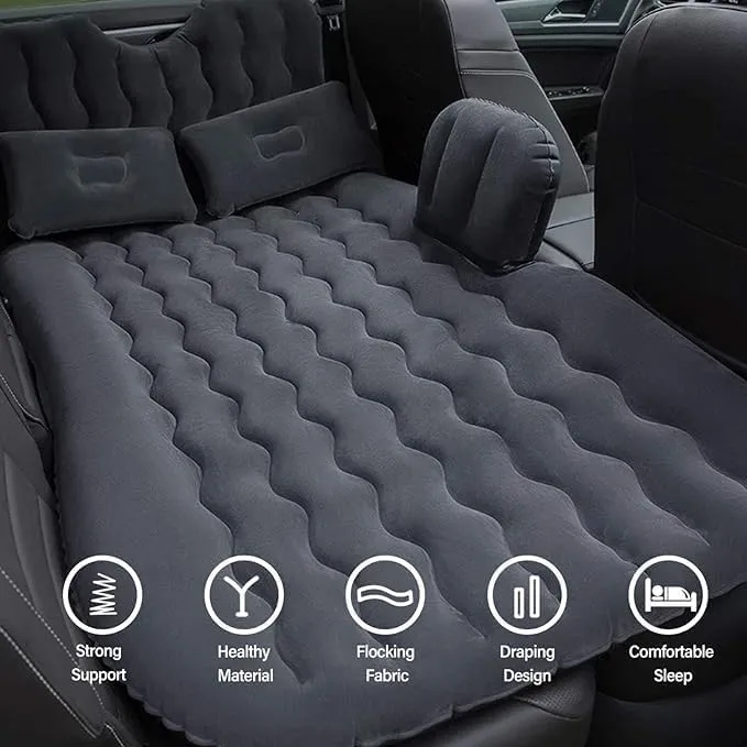 Car Air Mattress Back Seat for Ford Escape,Double Side Flocking Car Bed Portable Air Mattress Car Sleeping Mattress Car Accessories Cars Camping Bed,Black