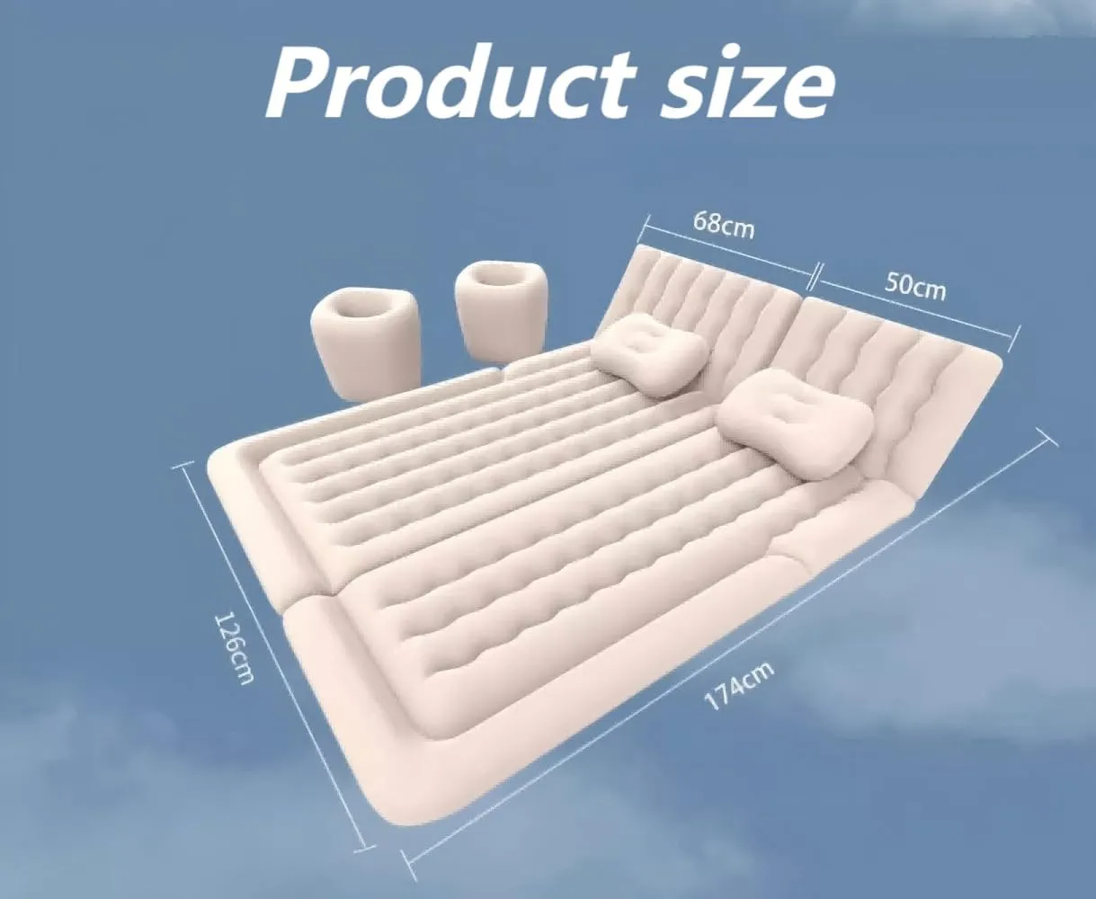 Car Air Mattress for Audi Q7(7seats) 2015-2017 2018 2019 2020 2021 2022 2023 2024,Flocking & PVC Thickened Double-Sided Portable Foldable Sleeping Pad Back Seat Trunk Inflatable Electric Pump Pillows