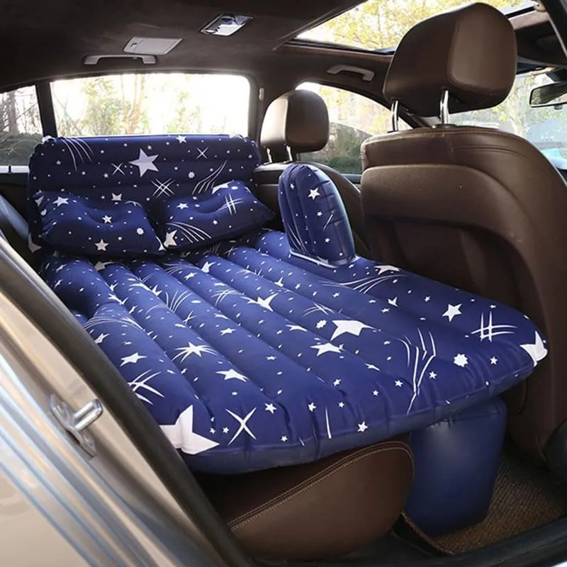 Car Air Mattress for Chery QQ3 2013–2021, Inflatable Back Seat Sleeping Pad with Pump & 2 Pillows, Folding Portable Camping Bed for Travel& Road Trips,Blue