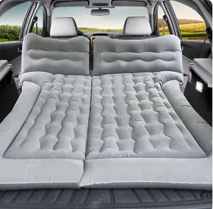 Car Air Mattress for Chrysler Grand Voager 2007-2012, Trunk Rear Seat Inflatable Thickened Flocking Travel Camping Bed, Air Pump 2 Pillows,Grey