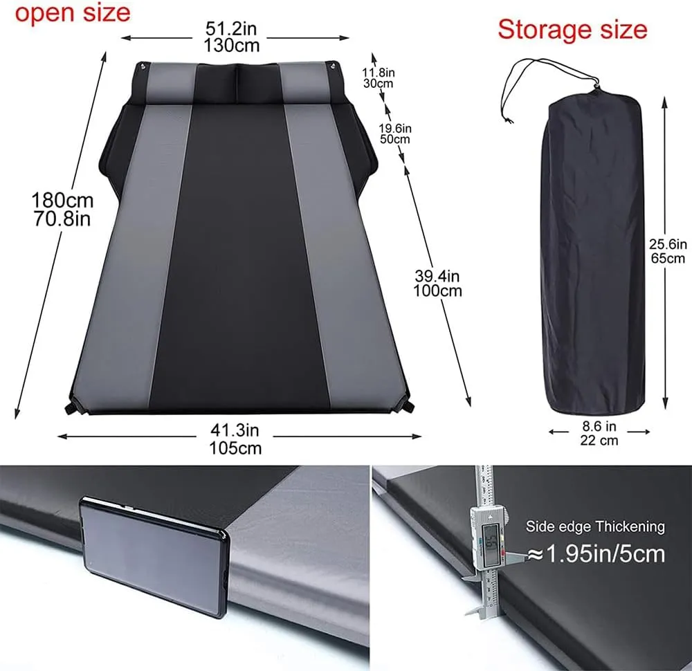 Car Automatic Inflatable Bed for Peugeot 2008 2014 2015 2016 2017 2018 2019, Portable Movable Thickened Trunk Sleeping Bed Outdoor Camping Hiking Air Mattress,Grey