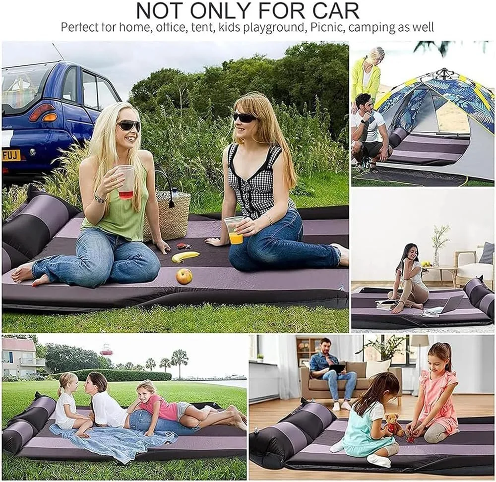 Car Inflatable Mattress for Kia Seltos 2020 2021 2022 2023 2024 2025 Self Inflating Sleeping Pad Thickened Air Bed Cushion Camping Travel Mattress Multifunctional,Blue-Yellow