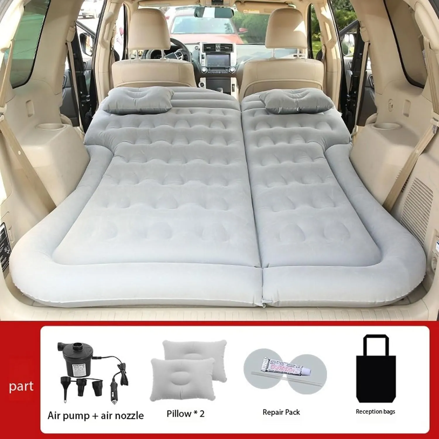Car Mattress for Nissan Versa Hatch 2006 2007 2008 2009 2010 2011, Portable Multifunctiona Outdoor Travel Nflatable Bed with Air Pump and Storage Bag Accessories,Grey