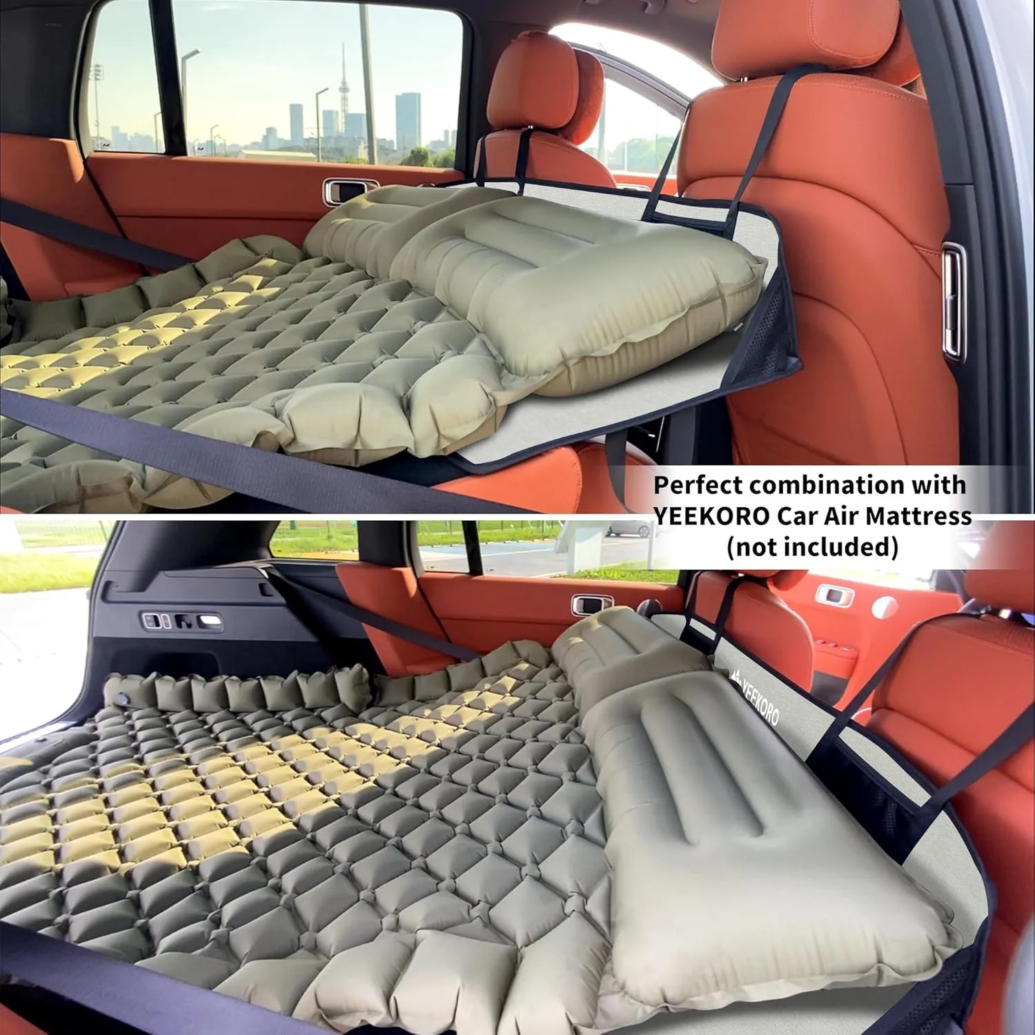 Car Rear Seat Mattress Extension Plate, Foldable Back Seat Extender, Portable Mattress for Sleeping, Increase Travel Trunk Space and Car Bed Camping Space for Model Y/3