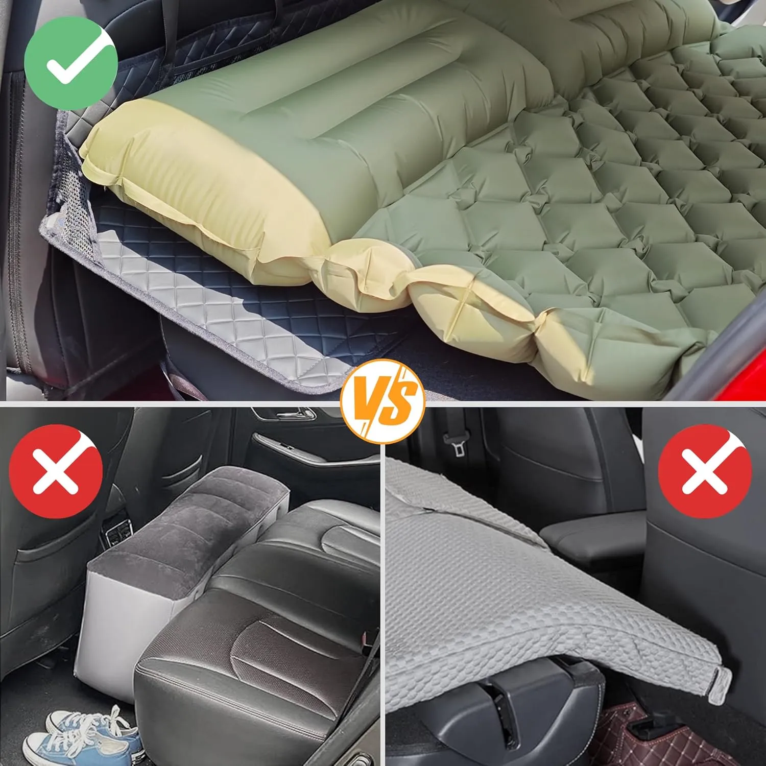 Car Rear Seat Mattress Extension Plate, Foldable Car Back Seats Extender for Sleeping, Increase Travel Trunk and Camping Bed Camping Space for SUV, Model Y/3(Upgraded Leather)