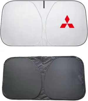 Car Windshield Sun Shade for Mitsubishi Pajero,Foldable Automotive Sun Visor Keep Car Interior Cool with Car Logo Emblem Sun Protection Camping Travel Accessories,C