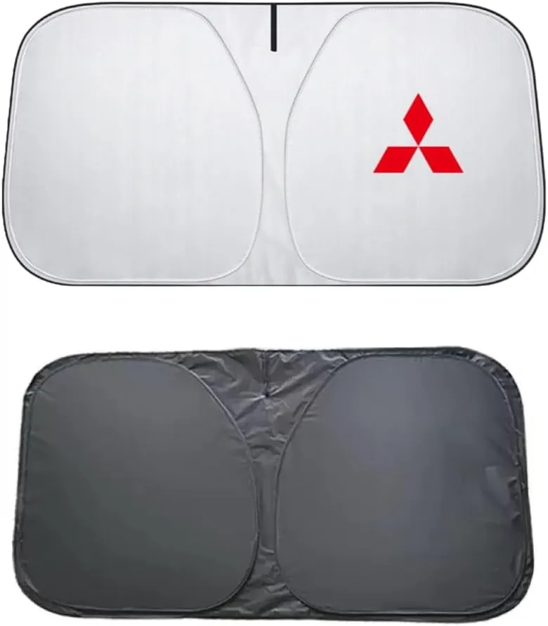 Car Windshield Sun Shade for Mitsubishi Pajero,Foldable Automotive Sun Visor Keep Car Interior Cool with Car Logo Emblem Sun Protection Camping Travel Accessories,C