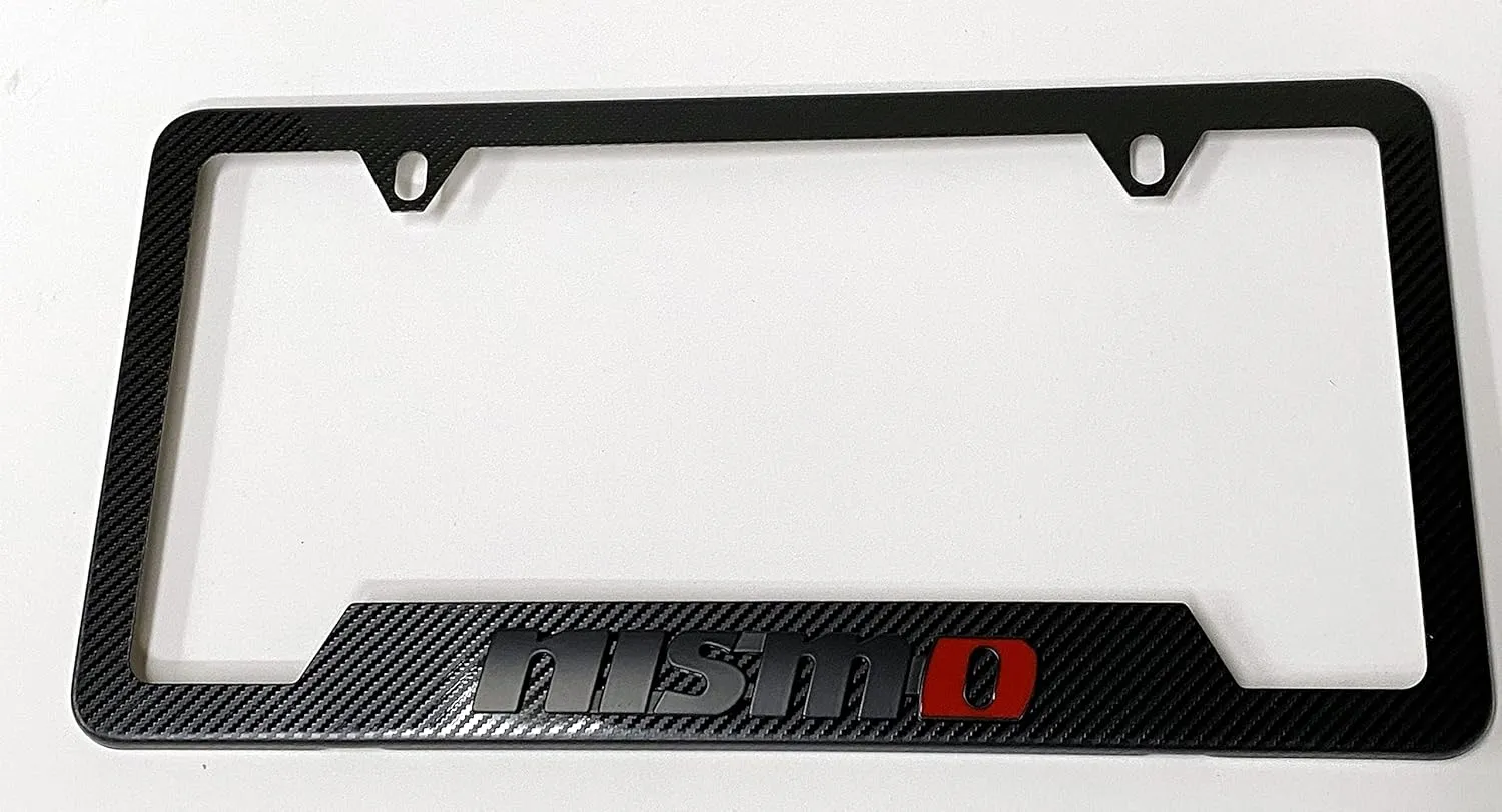 Carbon Fiber 3D NISMO Emblem Car Auto License Plate Frame Cover Holder Compatible with Nissan (1)