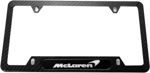 Carbon Fiber License Plate Frame Cover Stainless Steel Heavy Duty Black for Mclaren (1)