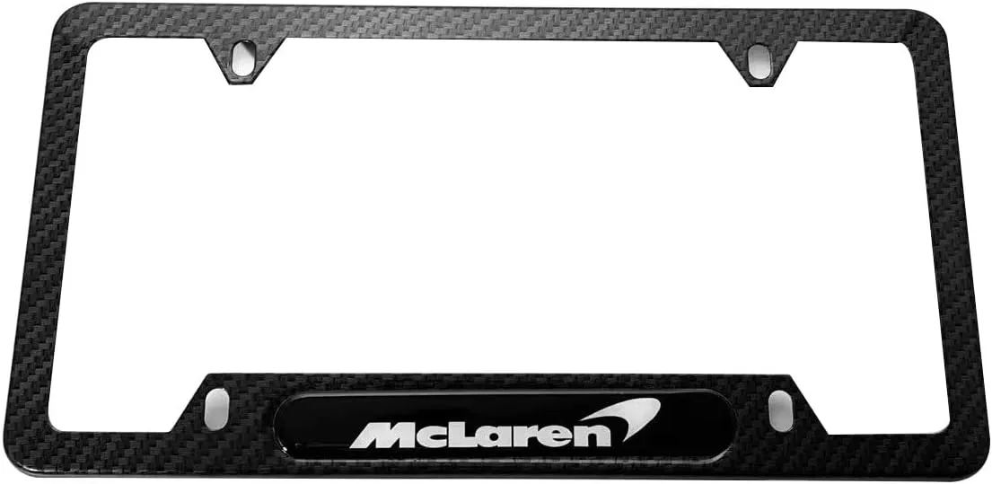 Carbon Fiber License Plate Frame Cover Stainless Steel Heavy Duty Black for Mclaren (1)