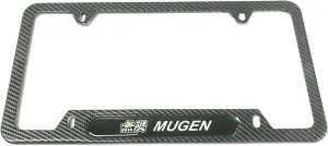 Carbon Fiber Style Stainless Steel Rust Free Mugen Civic License Plate Cover Frames Holder with ScrewsCaps Mugen (1 CB)