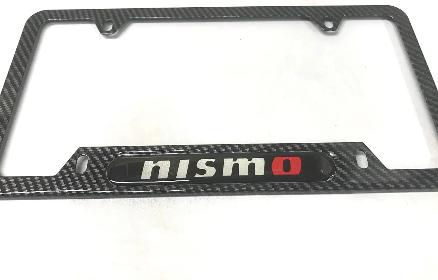 Carbon Fiber Style Stainless Steel Rust Free Nismo License Plate Cover Frames Holder with Screw Caps for Nissan Nismo(2 CB)