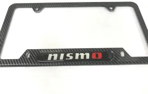Carbon Fiber Style Stainless Steel Rust Free Nismo License Plate Cover Frames Holder with Screw Caps for Nissan Nismo(2 CB)