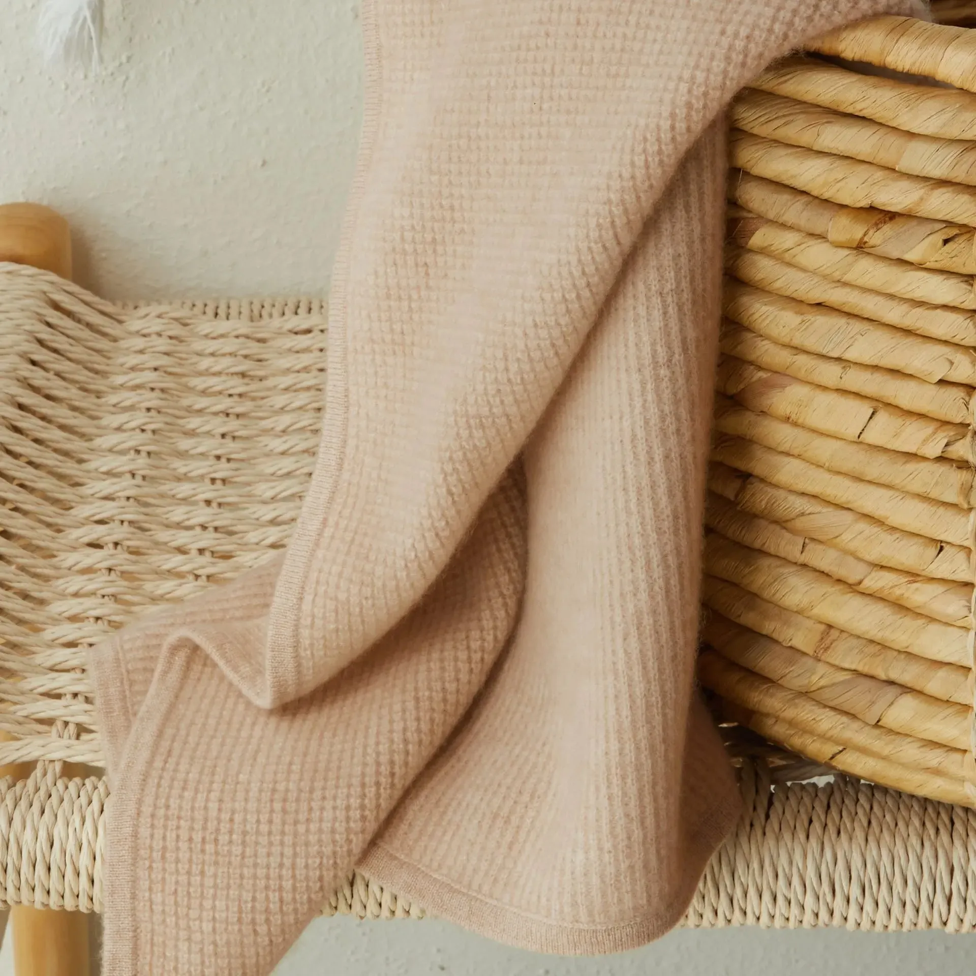 Cassie Cashmere Waffle Knit Baby Blanket by Italic