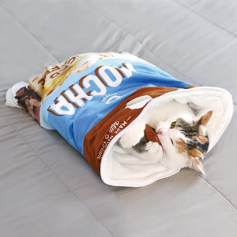 Cat Tunnel Bag, cat Sleeping Bag, with crinkly Paper for Sound, Warm cat nest, Foldable (Coffee, Extra Large)