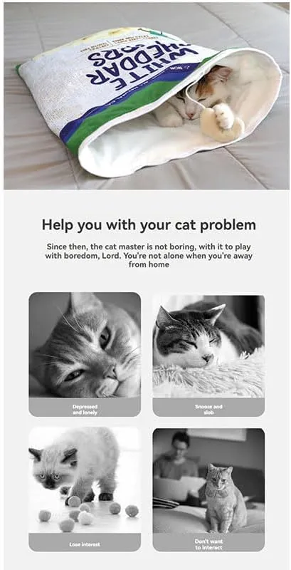 Cat Tunnel Bag, cat Sleeping Bag, with crinkly Paper for Sound, Warm cat nest, Foldable (Coffee, Extra Large)