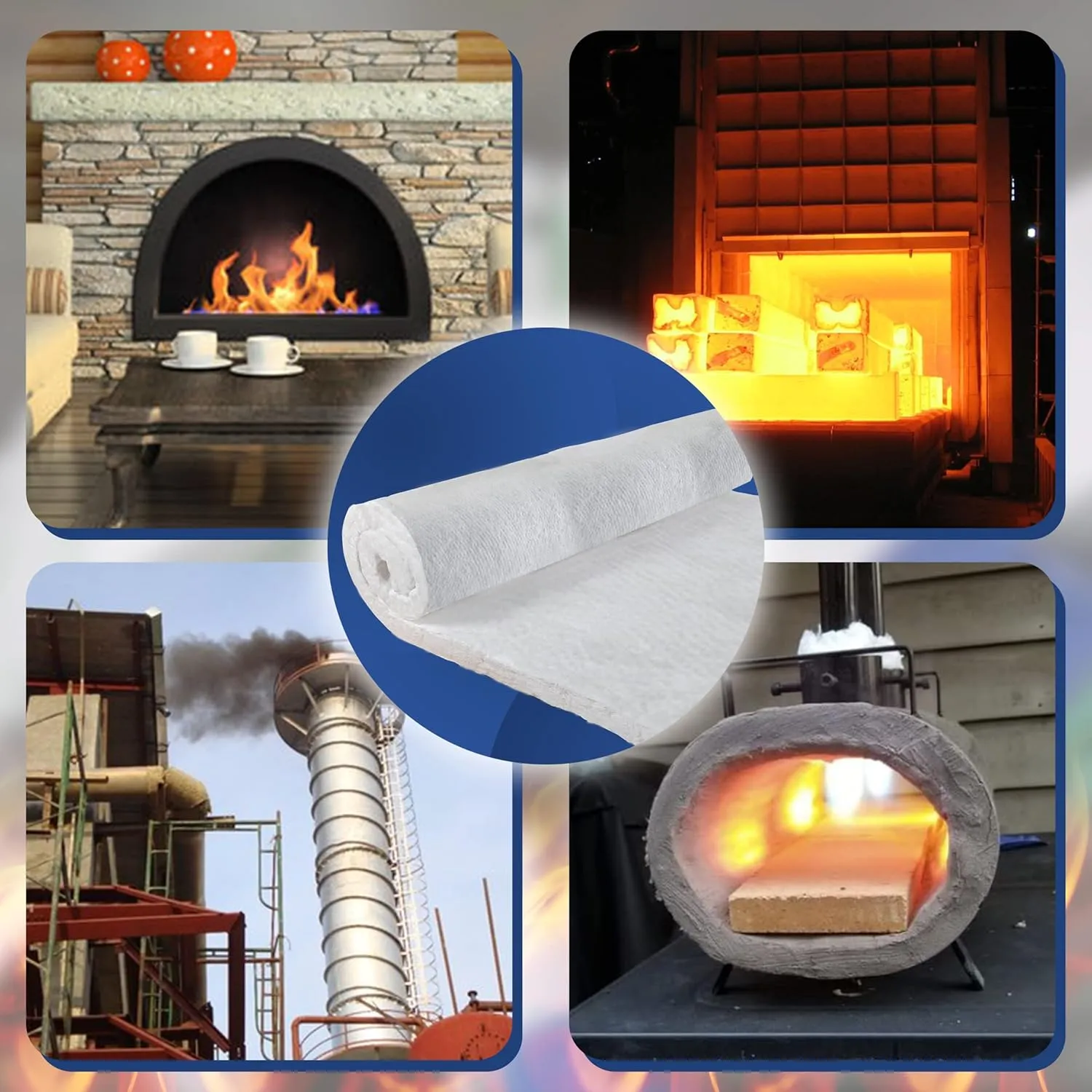 Ceramic Fiber Insulation Blanket - 2" Thick x 24” x 12" - 2400F 8# - High Temperature Fire Proof Insulation Baffle for Stove, Forge, Furnace, Kiln, Chimney, Boiler, Fire Brick, Fireplace, Pizza Oven
