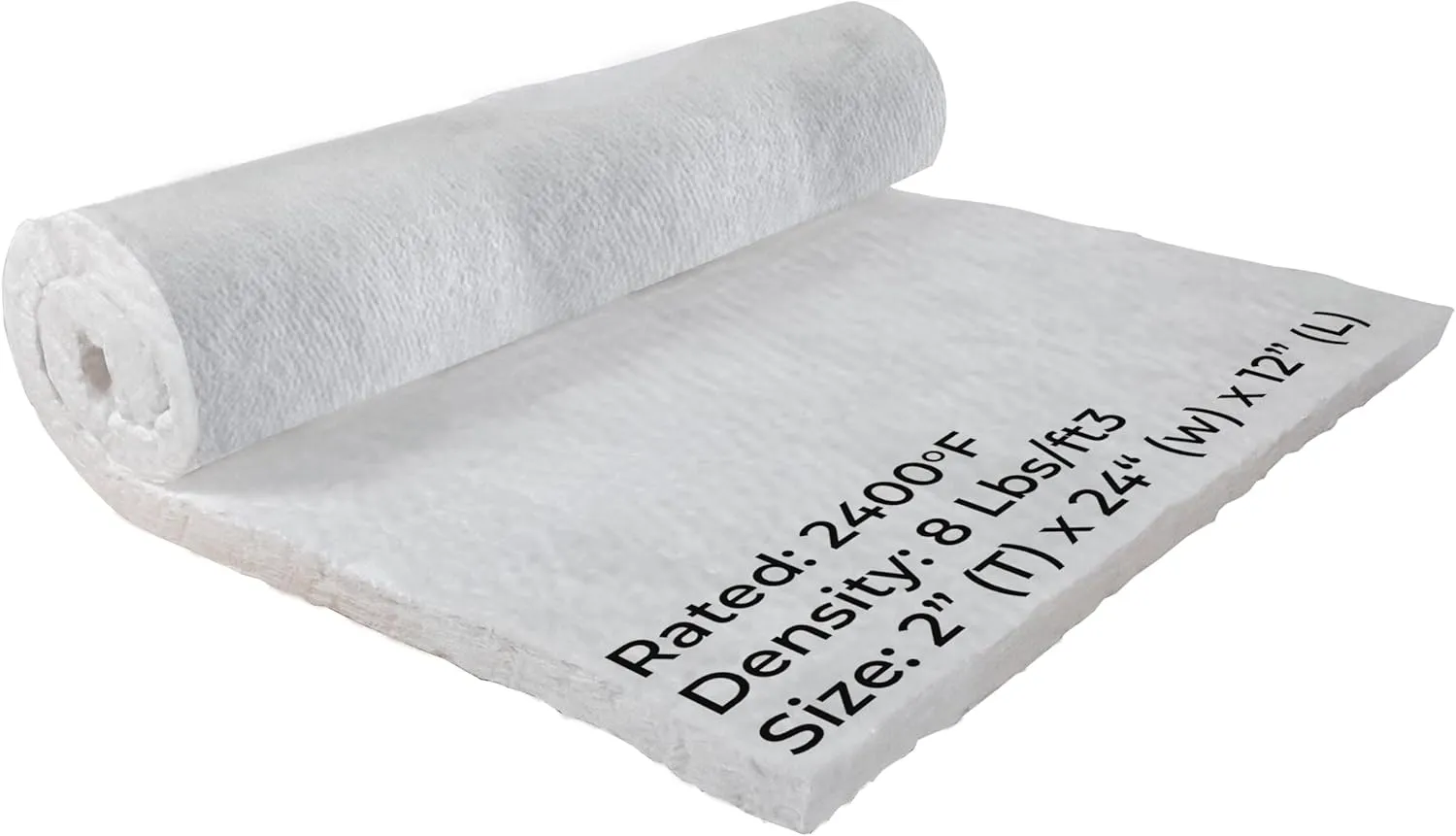 Ceramic Fiber Insulation Blanket - 2" Thick x 24” x 12" - 2400F 8# - High Temperature Fire Proof Insulation Baffle for Stove, Forge, Furnace, Kiln, Chimney, Boiler, Fire Brick, Fireplace, Pizza Oven