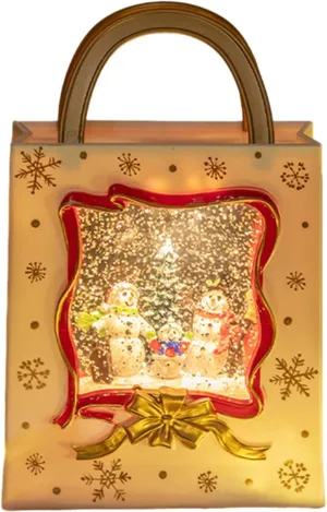Christmas Snow Globe Lantern - Musical Lighted Handbag Lantern, Battery Powered Electric Snow Globe with Santa Snowman for Indoor Winter Holiday