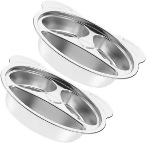 Ciieeo 2-piece Stainless Steel Boys and Girls Divided Plate 3 Compartments Safe Healthy Cartoon Shapes Portion Control Dishwasher Safe for Toddlers and Boys and Girls