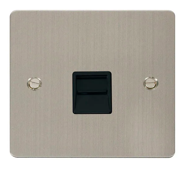 Click Define FPSS120BK Flat Plate Single Master Telephone Outlet - Stainless Steel (Black)
