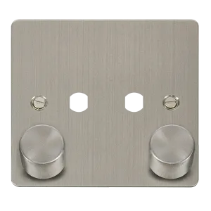 Click Define FPSS152PL Flat Plate 2G Unfurnished Dimmer Plate & Knobs (800W Max) - Stainless Steel