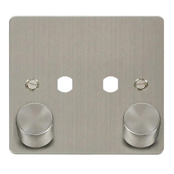 Click Define FPSS152PL Flat Plate 2G Unfurnished Dimmer Plate & Knobs (800W Max) - Stainless Steel