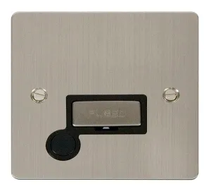 Click Define FPSS550BK Flat Plate 13A Ingot Fused Spur   Flex Outlet - Stainless Steel (Black)