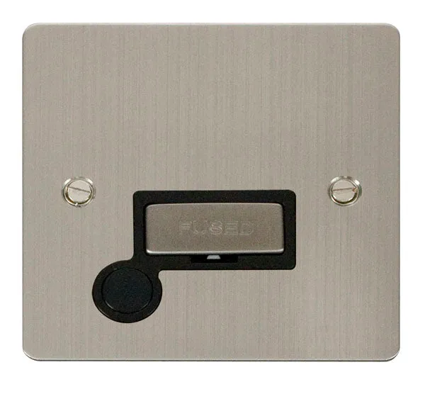 Click Define FPSS550BK Flat Plate 13A Ingot Fused Spur   Flex Outlet - Stainless Steel (Black)