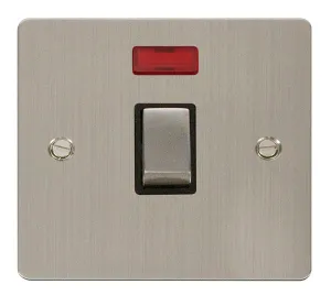 Click Define FPSS723BK Flat Plate 20A Ingot DP Switch   Neon - Stainless Steel (Black)