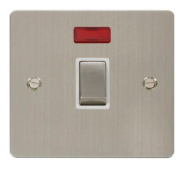 Click Define FPSS723WH Flat Plate 20A Ingot DP Switch   Neon - Stainless Steel (White)