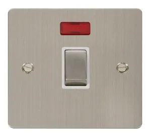 Click Define FPSS723WH Flat Plate 20A Ingot DP Switch   Neon - Stainless Steel (White)