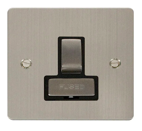 Click Define FPSS751BK Flat Plate 13A Ingot DP Switched Fused Spur - Stainless Steel (Black)