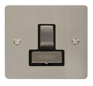 Click Define FPSS751BK Flat Plate 13A Ingot DP Switched Fused Spur - Stainless Steel (Black)