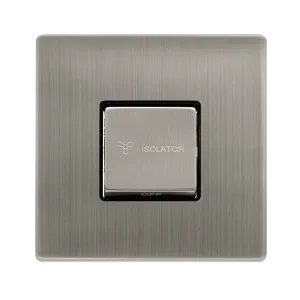 Click Definity Complete SFSS520BK 10A Ingot 3 Pole Fan Isolation Switch - Stainless Steel Cover Plate - Black Insert