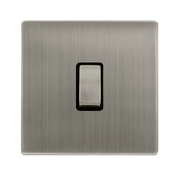 Click Definity Complete SFSS722BK 20A Ingot Double Pole Switch - Stainless Steel Cover Plate - Black Insert