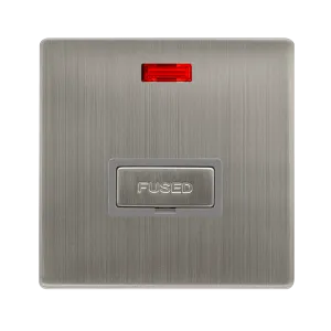Click Definity Complete SFSS753GY 13A Ingot Fused Connection Unit With Neon - Stainless Steel Cover Plate - Grey Insert