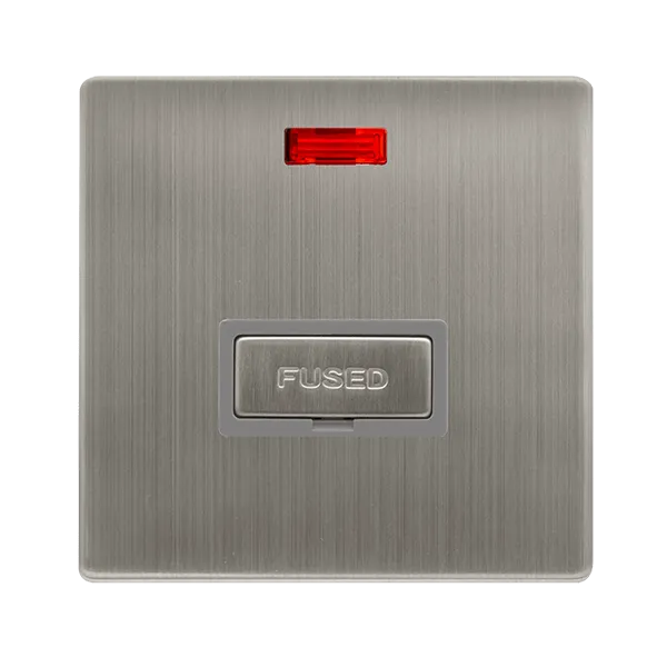 Click Definity Complete SFSS753GY 13A Ingot Fused Connection Unit With Neon - Stainless Steel Cover Plate - Grey Insert