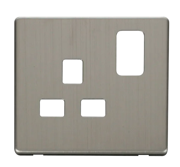 Click Definity SCP435SS 1 Gang 13A Switched Socket Cover Plate - Stainless Steel